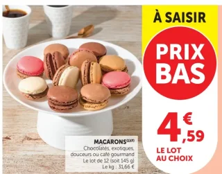 Macarons chocolats, exotiques, douceurs ou café gourmand