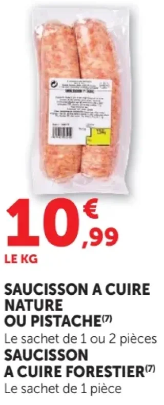 Saucisson à cuire nature ou pistache / Saucisson à cuire forestier