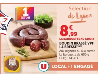 Boudin brassé VPF La Bresse aux oignons ou à la crème