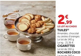 TUILES / CIGARETTES / ROCHERS COCO