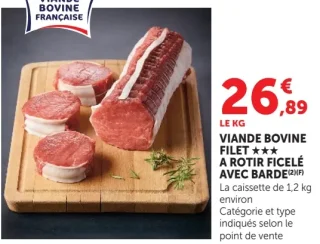 VIANDE BOVINE FILET ✶✶✶ A ROTIR FICELÉ AVEC BARDE