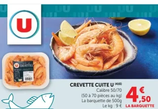 CREVETTE CUITE U Calibre 50/70