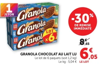 Granola Chocolat au Lait LU Lot x6