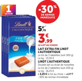 Lait Extra Fin Lindt L'Authentique
