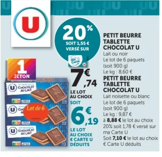 Petit Beurre Tablette Chocolat U