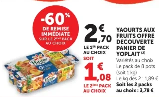 Yaourts aux fruits offre découverte Panier de Yoplait