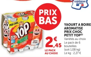Yaourt à boire aromatisé prix choc Petit Yop