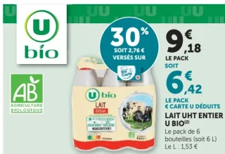 LAIT UHT ENTIER U BIO