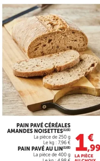 Pain Pavé Céréales Amandes Noisettes ou Pain Pavé au Lin