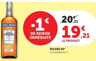 RICARD 45° La bouteille de 1 L