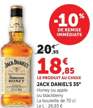 JACK DANIEL'S 35° Honey, Apple ou Blackberry