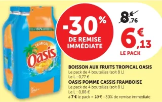 BOISSON AUX FRUITS TROPICAL OASIS ou OASIS POMME CASSIS FRAMBOISE