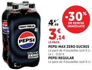 PEPSI MAX ZERO SUCRES ou PEPSI REGULAR