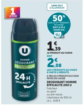 DÉODORANT HOMME EFFICACITE 24H U