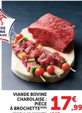 Viande bovine Charolaise : pièce à brochette