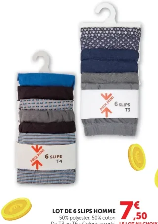 Lot de 6 slips homme