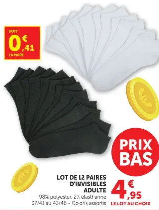 Lot de 12 paires d'invisibles adulte