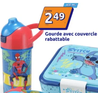 Gourde avec couvercle rabattable