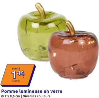 Pomme lumineuse en verre