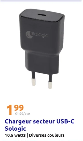 Chargeur secteur USB-C Sologic