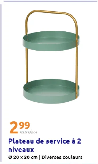 Plateau de service à 2 niveaux