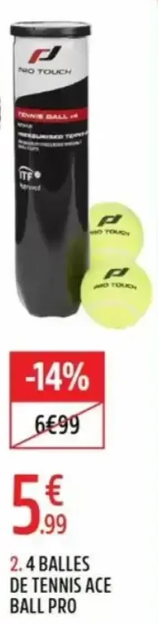4 balles de tennis Ace Ball Pro Pro Touch