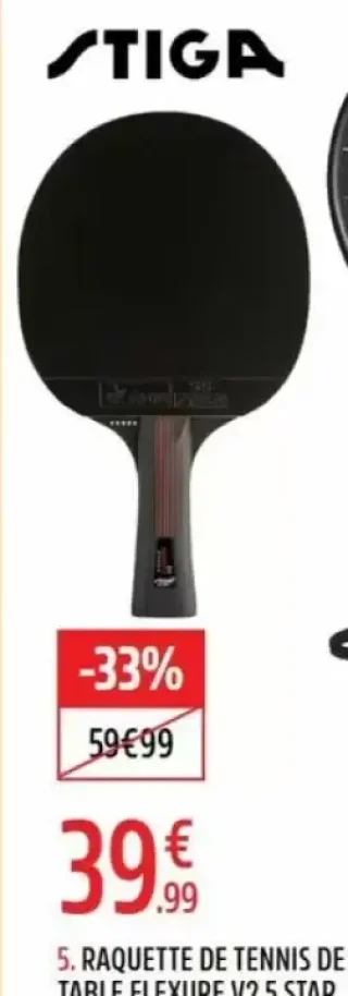 Raquette de tennis de table Flexure V2 5 Star Stiga