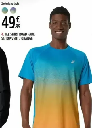ASICS TEE SHIRT ROAD FADE SS TOP VERT / ORANGE