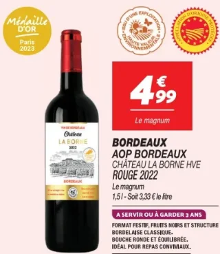 BORDEAUX AOP BORDEAUX CHÂTEAU LA BORNE HVE ROUGE 2022