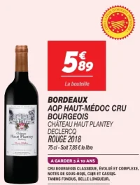 BORDEAUX AOP HAUT-MÉDOC CRU BOURGEOIS CHÂTEAU HAUT PLANTEY DECLERCQ ROUGE 2018
