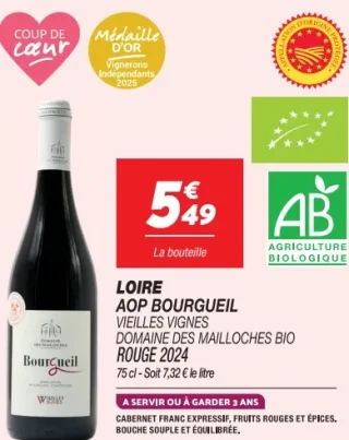 LOIRE AOP BOURGUEIL VIEILLES VIGNES DOMAINE DES MAILLOCHES BIO ROUGE 2024