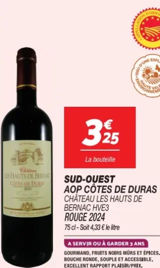 Sud-Ouest AOP Côtes de Duras Château Les Hauts de Bernac Rouge 2024