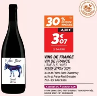 Vin de France L'Âne Bleu HVE3 Rouge Syrah 2025