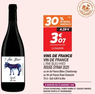Vin de France L'Âne Bleu HVE3 Rouge Syrah 2025