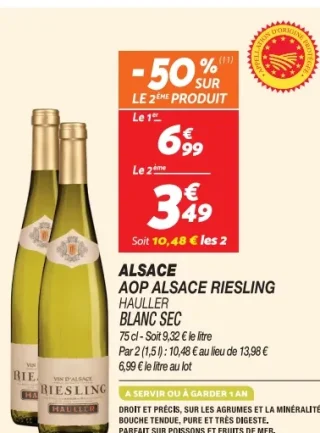 Hauller Alsace AOP Alsace Riesling Blanc Sec