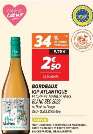 Flore & Marius Bordeaux IGP Atlantique Blanc Sec 2023
