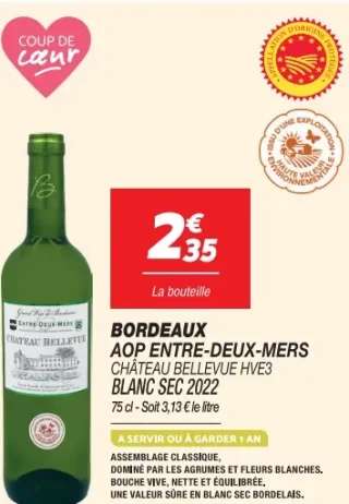 Château Bellevue Bordeaux AOP Entre-Deux-Mers Blanc Sec 2022