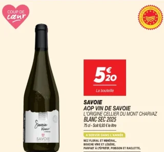 L'Origine Cellier du Mont Charvaz Blanc Sec 2025 AOP Vin de Savoie