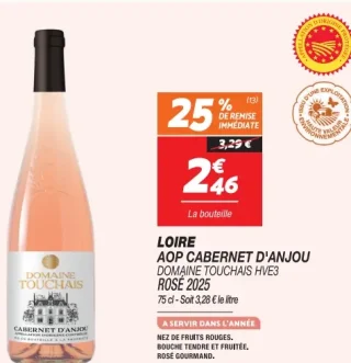 AOP Cabernet d'Anjou Domaine Touchais HVE3 Rosé 2025