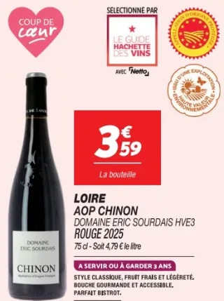 Loire AOP Chinon Domaine Eric Sourdais HVE3 Rouge 2025