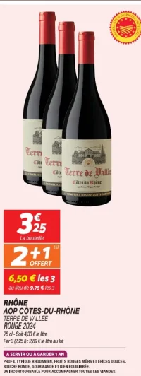 Vin rouge Rhône AOP Côtes-du-Rhône Terre de Vallée Rouge 2024