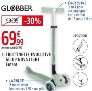 Trottinette 3 roues évolutive Go Up Nova Light Enfant Globber