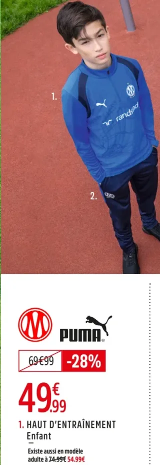 HAUT D'ENTRAÎNEMENT DE FOOTBALL OM TRAINING - PUMA Enfant