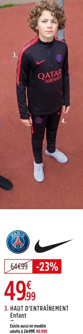 HAUT D'ENTRAÎNEMENT DE FOOTBALL PSG STRIKE - NIKE Enfant