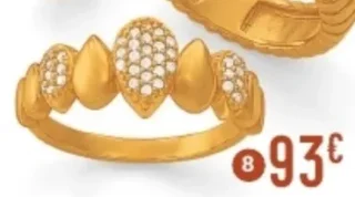 8. bague en plaqué or, doré à l'or fin et oxydes de zirconium, taille 54