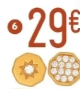 6. boucles en plaqué or, doré à l'or fin et oxydes de zirconium