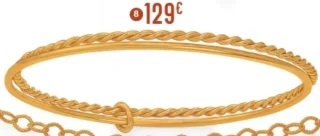 Bracelet joncs en plaqué or, doré à l'or fin PO, diamètre 63 mm