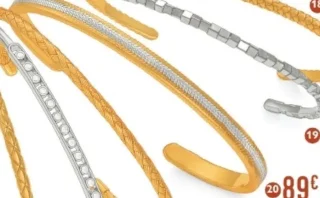 Le Manège à Bijoux E.Leclerc Bracelet jonc en plaqué or et rhodié, diamètre petit modèle (20)