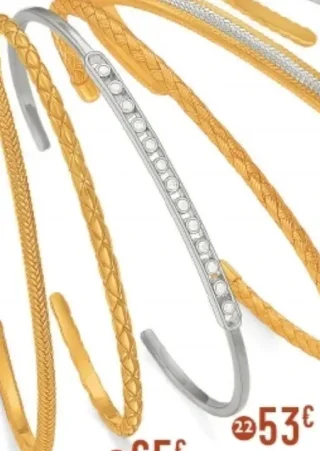 Le Manège à Bijoux E.Leclerc Bracelet jonc en argent rhodié et oxydes de zirconium, diamètre petit modèle (22)
