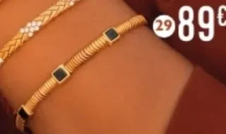 Le Manège à Bijoux E.Leclerc Bracelet jonc en plaqué or et onyx, diamètre petit modèle (29)